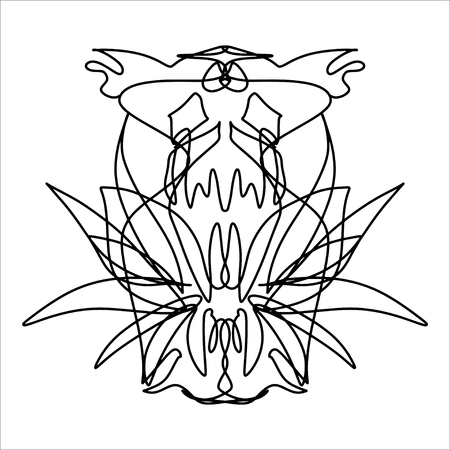 Abstract pattern. Design a tattoo, a symbol of mystical magic for your use. An isolated abstract drawing depicting himself, oriental pattern for the decor and background of your design.のイラスト素材