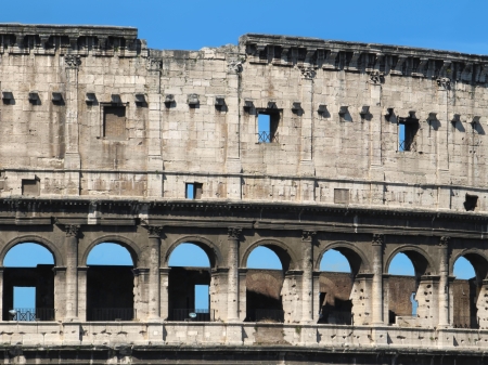 Detail of the famous landmark - The Colosseum in Rome, Italy.の写真素材