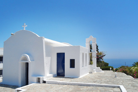 White church by the sea. Greece.の写真素材