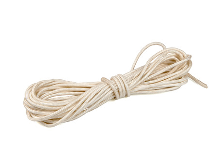 Hank of rope isolated over white backgroundの写真素材