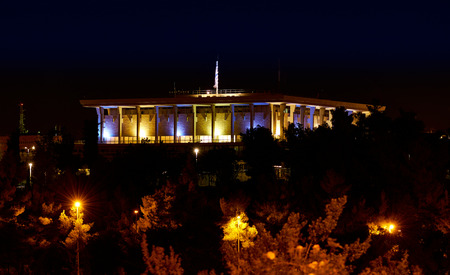 Knesset (the Parliament of Israel) at nightの写真素材