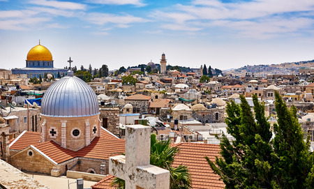 Jerusalem panoramic roof view to christians, jewish and muslims sacred places Jerusalem panoramic roof view to christians, jewish and muslims sacred places