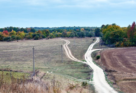 Three ways rural dirt roads. Choice concept.の写真素材
