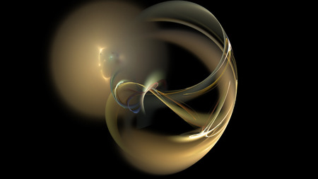 Calm yellow curves and circles abstract background 3Dの写真素材