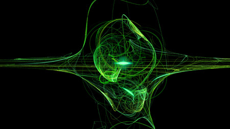 Green curves and waves abstract background 3Dの写真素材