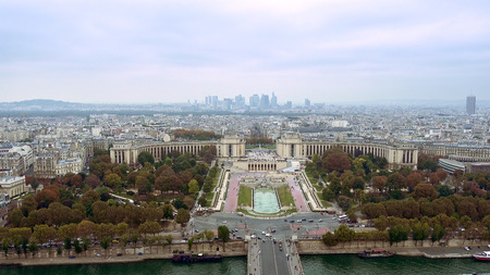 Paris aerial view of Champ de Mars or Field of Mars the large public greenspace in Paris, Franceの写真素材