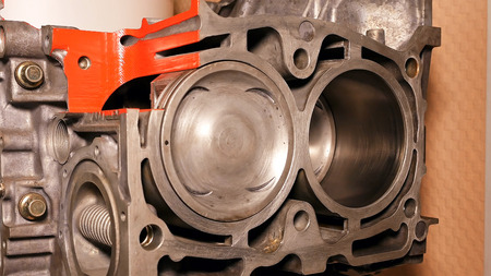 Car boxer opposite gas engine motor closeupの写真素材