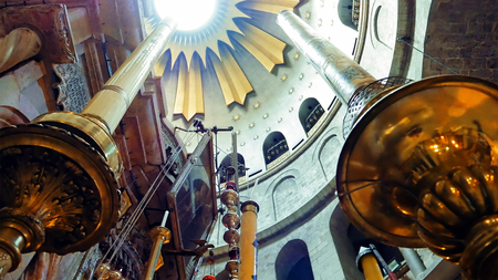 Jerusalem, Israel - May 25, 2017: Dome over Jesus Christ empty tomb and rotunda in Jerusalem in the Holy Sepulcher Church. The Church and Empty Tomb the most sacred places for all religious Christiansのeditorial素材