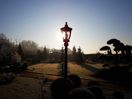 Street light in countryside villaの写真素材