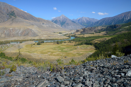 Argut river valley is one of the most beautiful places in Altai. Altai Republic, Russiaの写真素材