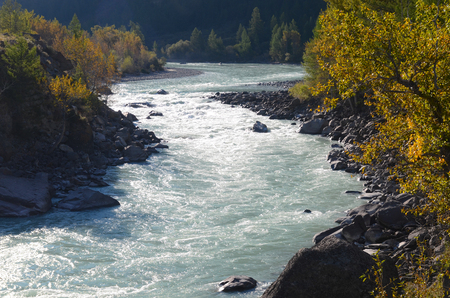 Argut is the most hard river in Russia for kayaking. Altai Republic, Russiaの写真素材