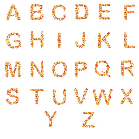 Alphabet of autumn leavesのイラスト素材