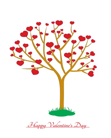 Tree with hearts on a white backgroundのイラスト素材