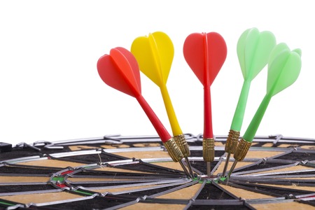 the darts hit the target on dartboardの写真素材