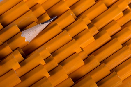 One sharpened pencil among many not sharpの写真素材