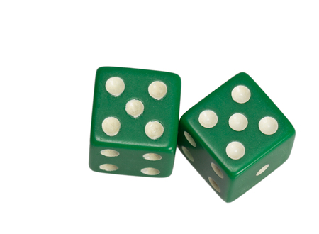 Two dice showing two fiveの写真素材