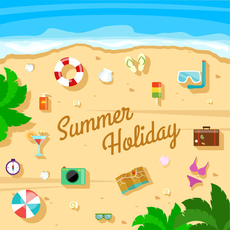 Summer beach, set of iconsのイラスト素材