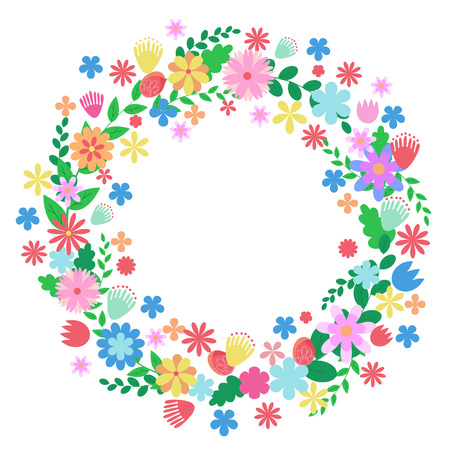 Floral Frame .Set of flowers and floral elements isolated on white background.のイラスト素材