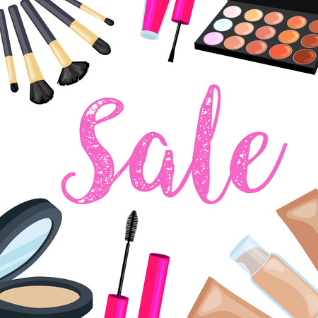 cosmetics sale. Sets of cosmetics on isolated background.のイラスト素材