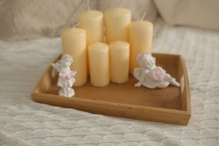 White angel statue. A statuette with a heart.の写真素材
