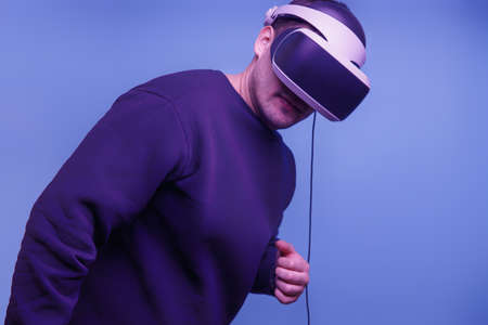 A man sees the future. Virtual reality glasses