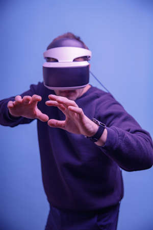 A man sees the future. Virtual reality glassesの写真素材
