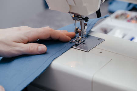 Sewing machine on a table in a sewing workshop
