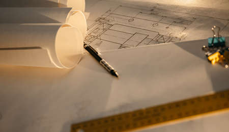 Engineering drawings and side light, protractor, notebook, term paper or thesis project. Applied...