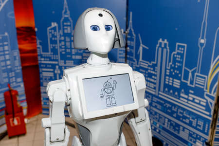 KIROV, Russia - August 4, 2021: Promo robot consultant at the exhibitionのeditorial素材