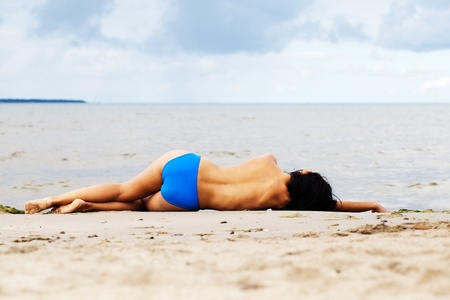 This picture can be easily used as a flag for any marine country: 1/3 of sky, 1/3 of sea and 1/3 of sand.の写真素材