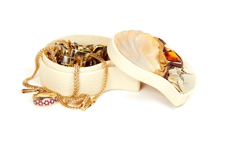 Jewellery box isolated on whiteの写真素材
