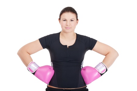 Young athletic-looking girl is preparing for the battleの写真素材