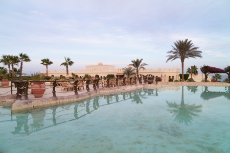 Evening cafeteria is waiting for guestsのeditorial素材