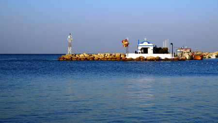 evening beach on Falirakiの写真素材