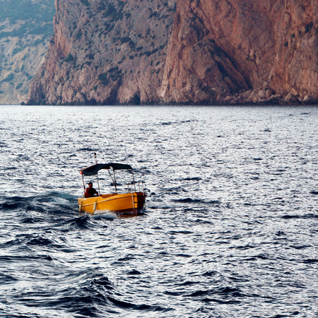 rocks on the road to Balaklava on the background of storm clouds 4の写真素材