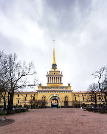 Central spire and arch of the St. Petersburg Admiraltyの写真素材
