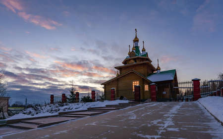 Church of the Holy Martyr Arkady of Yekaterinburg against the background of dawn clouds 6の写真素材