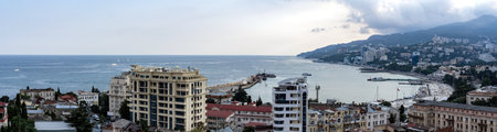View of the Yalta Bay from the embankment in the Crimeaの写真素材