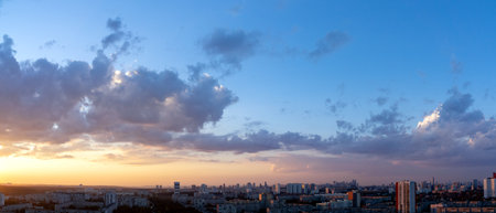 Dawn clouds over the metropolis of early winter sunset 3の写真素材