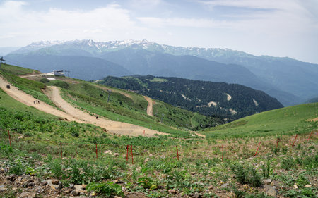 view of the Caucasian Mountains in Krasnaya Polyana and Rosa Khutor
