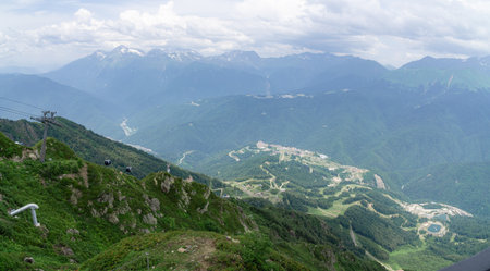 view of the Caucasian Mountains in Krasnaya Polyana and Rosa Khutor