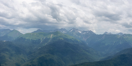 view of the Caucasian Mountains in Krasnaya Polyana and Rosa Khutor