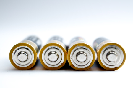 batteries on white backgroundの写真素材
