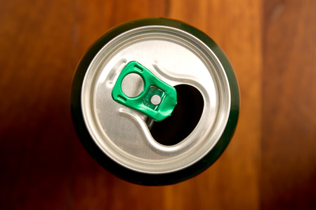 open aluminium can top shotの写真素材