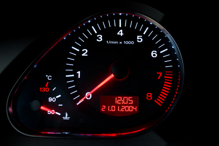tachometer on a car dashboardの写真素材