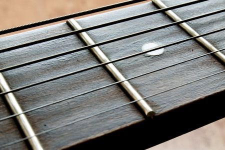 Fragment of an acoustic guitar - closeup shot