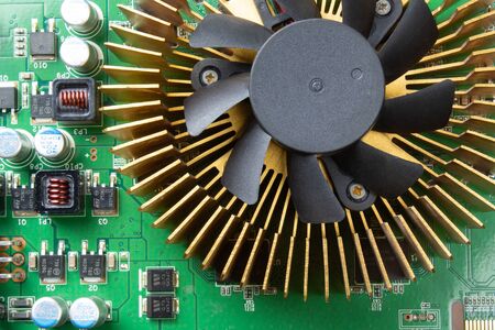 Computer video card close up on white background