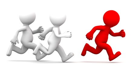 Two persons catches another one. Rendered on white backgroundの写真素材