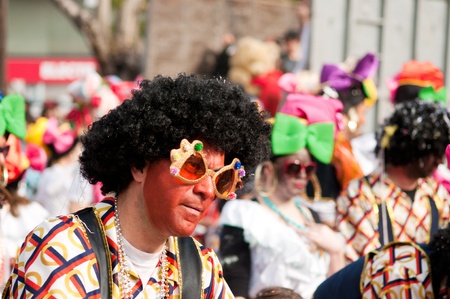LIMASSOL, CYPRUS - MARCH 6: Portrait of Carnival Parade participant on March 6, 2011 in Limassol,...