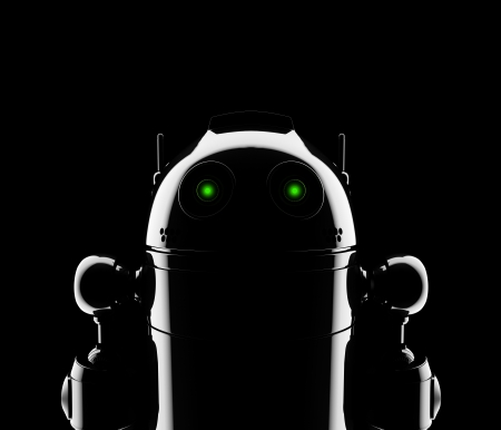 Abstract Robot Silhouette  Still life render over black backgroundの写真素材